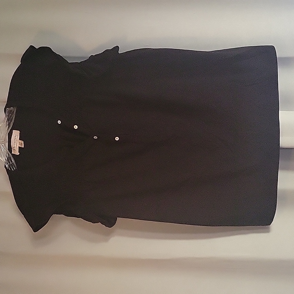 Philosophy Elegant Black Blouse with Ruffle Detail